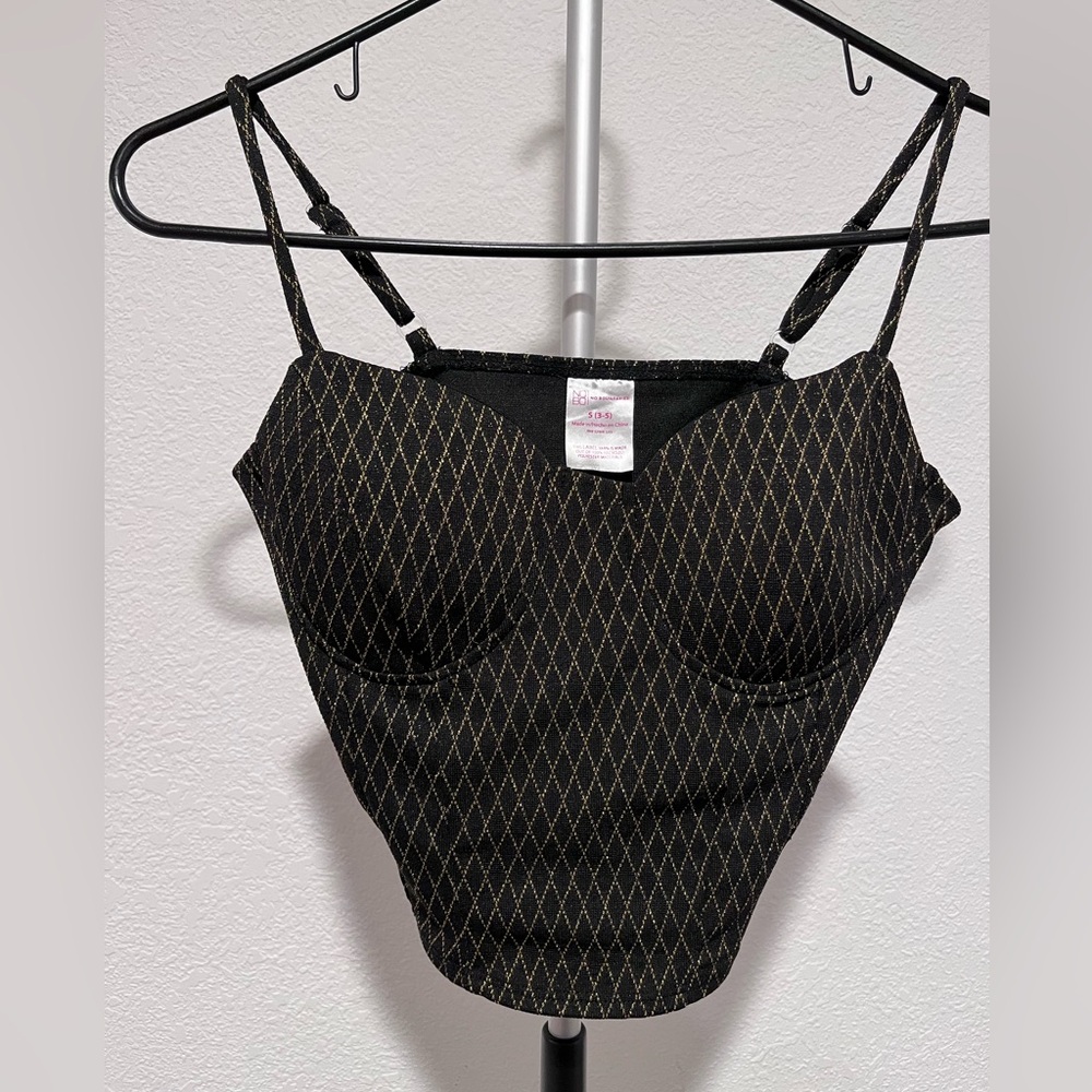 No boundaries Retro Crop Top Black/gold Shimmer New With Tag. Halloween. Cat